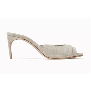 Malone Souliers Lumi 70 Slide Sandal Squared Toe Stiletto Beige 6 US 36.5 EU NIB